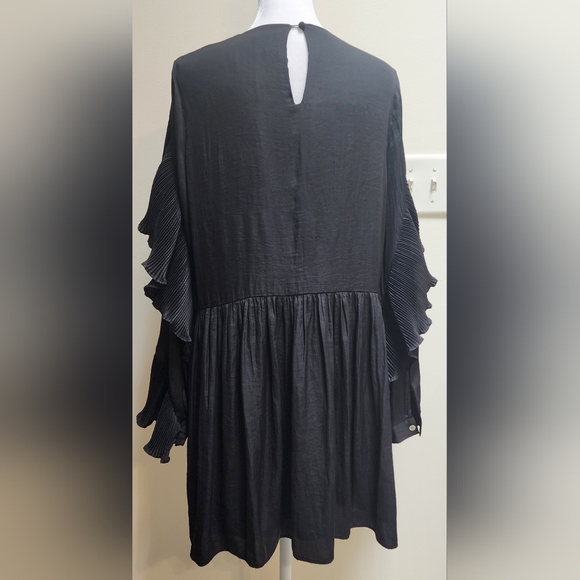 Anthropologie dRA Los Angeles Salinas Black Pleated Ruffle Mini Dress - Picture 7 of 10